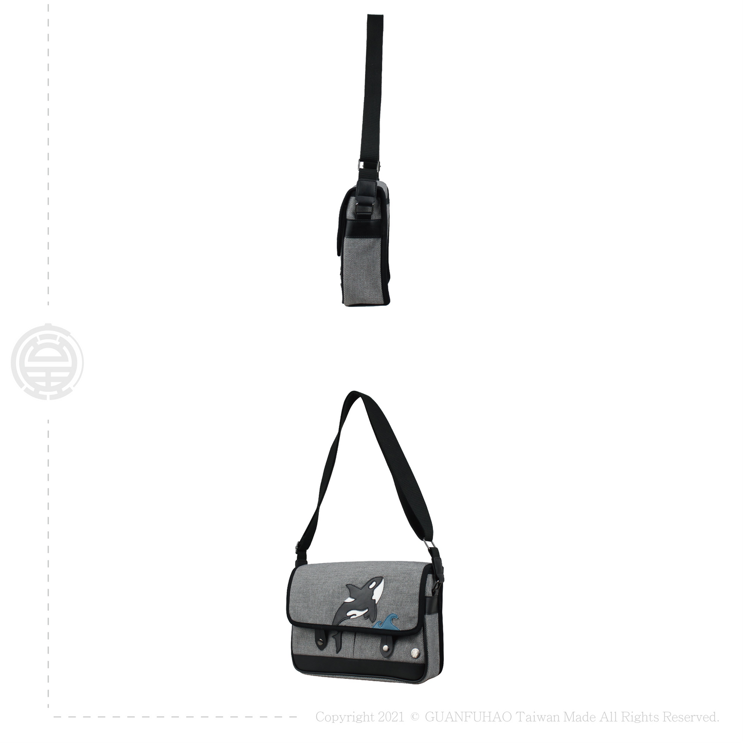 虎鯨側背包、動物包、手工帆布包、經典款式、送禮首選、限量手工包包