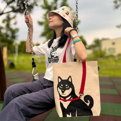新（犬系）牽繩購物袋 黑柴犬 黑白邊境 黑貴賓/書袋 休閒袋 送禮精選