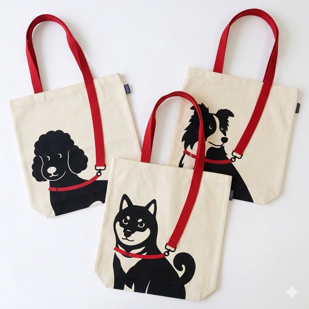 新（犬系）牽繩購物袋 黑柴犬 黑白邊境 黑貴賓/書袋 休閒袋 送禮精選